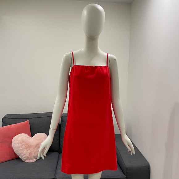 NWT GAP Linen-Blend Mini Dress Size Large Slipper Red - Picture 2 of 15